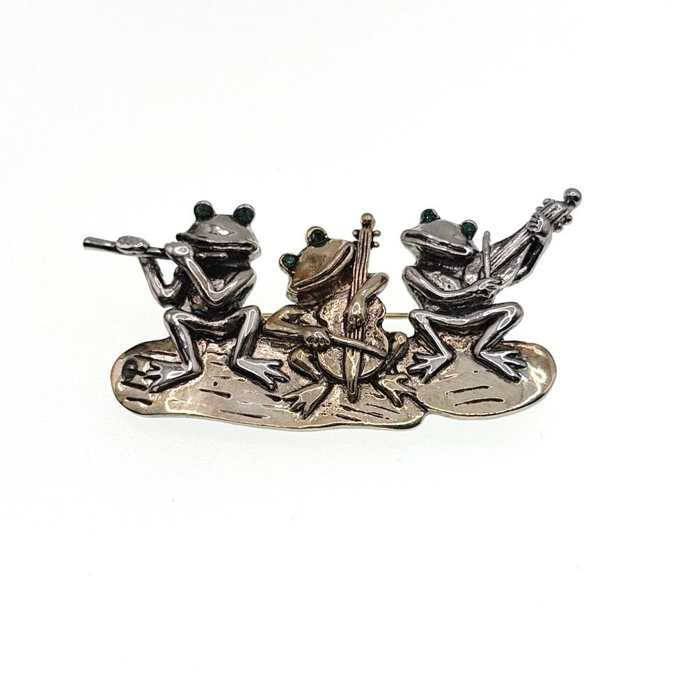 Musical Trio Frog Vintage Brooch